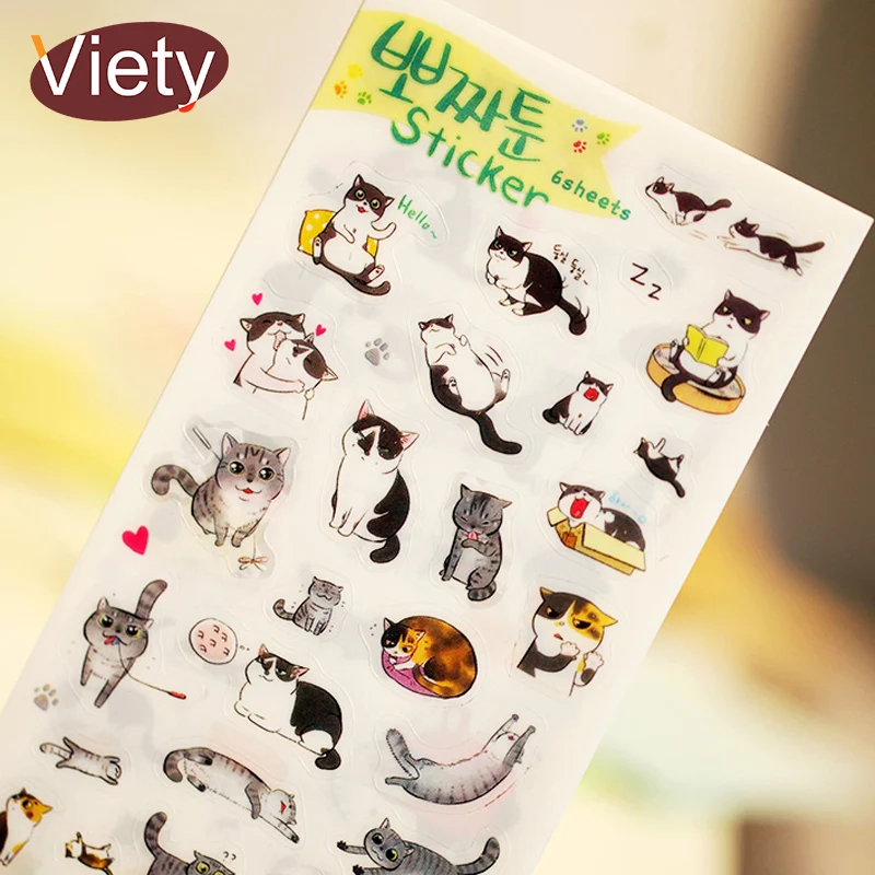 Cute cat PVC paper stickers diy planner decorate stickers scrapbook diary card wow toys