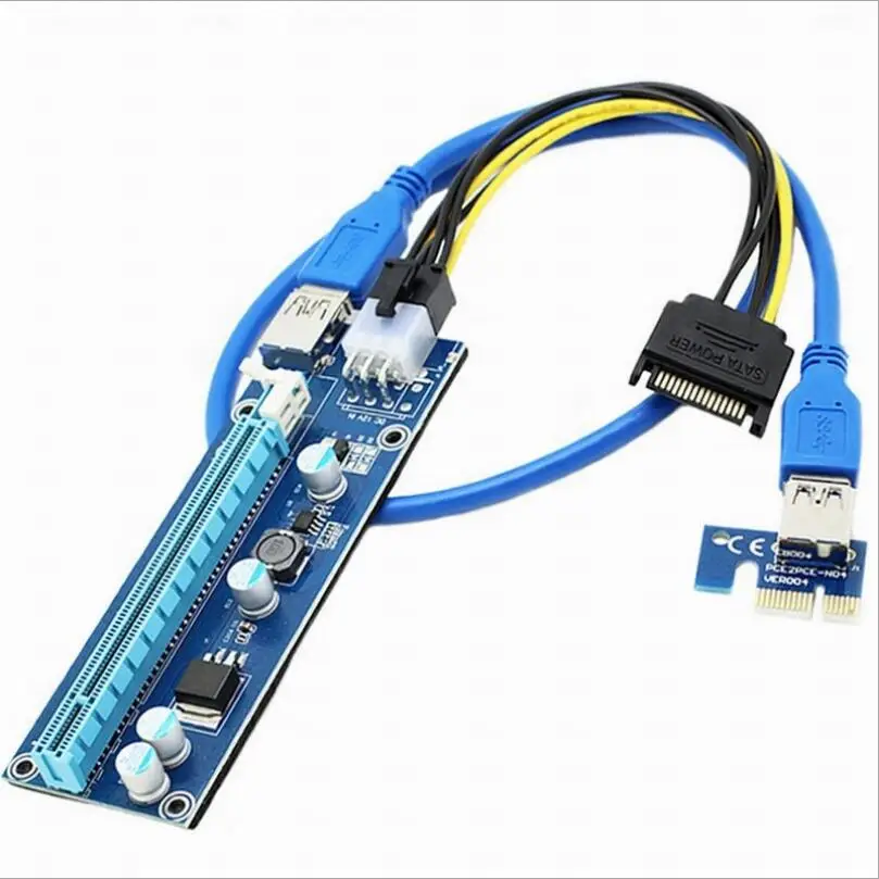 

USB 3.0 PCI-E Express 1x to16x Extender Riser Card Adapter with 60cm USB 3.0 Extender Cable for Bitcoin BTC Miner Mining Device