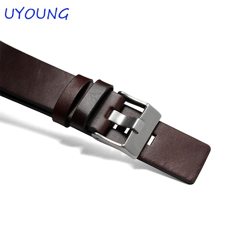Pulseira de Couro Moda Genuíno Relógio Masculino 24mm 26mm 28mm 30mm Pulseira Marrom 22mm