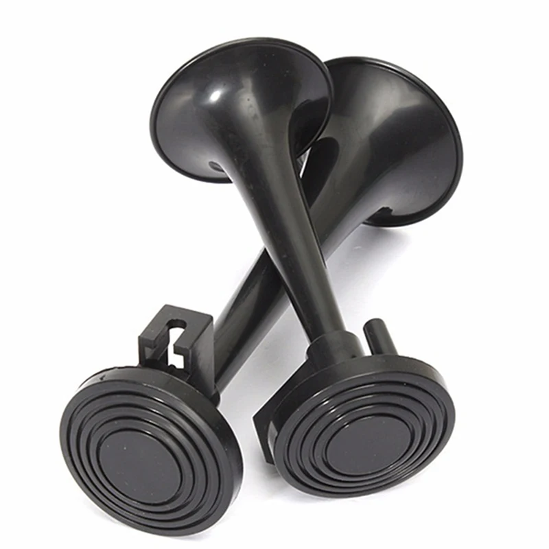 Hot sale 2PCS Universal Train Car Truck Boat Dual Air Horn Trumpet Super Loud Black Silver Color