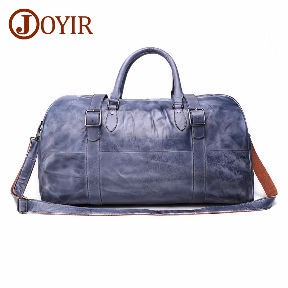 

JOYIR Men's Travel Bag Genuine Leather Men Duffel Bag Luggage Big Capacity Suitcase Tote Bag Vintage Shoulder Weekend Handbag