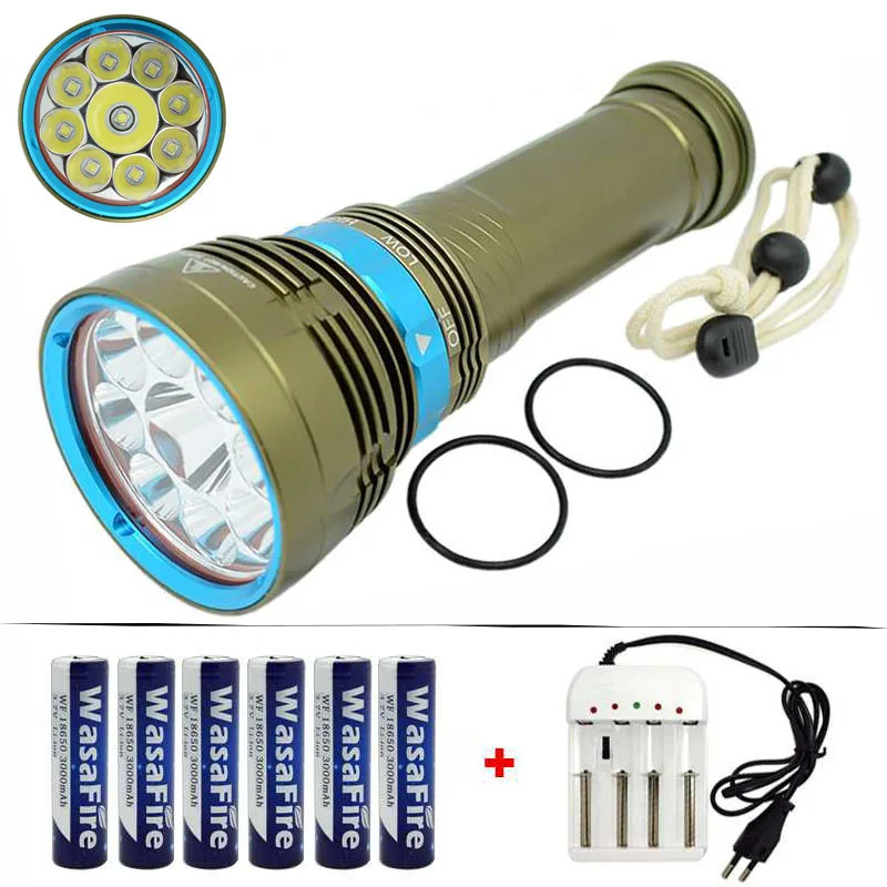 

Diving Flashlight 18000 Lumen 7x / 9x XML L2 LED 100 Meters Diver Underwater Waterproof Torch Light Lamp Diving Scuba Flashlight