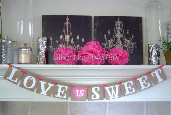 

Free Shipping 1 X LOVE IS SWEET Banner Photo Prop love is sweet Sign Wedding Party Hanging Garland