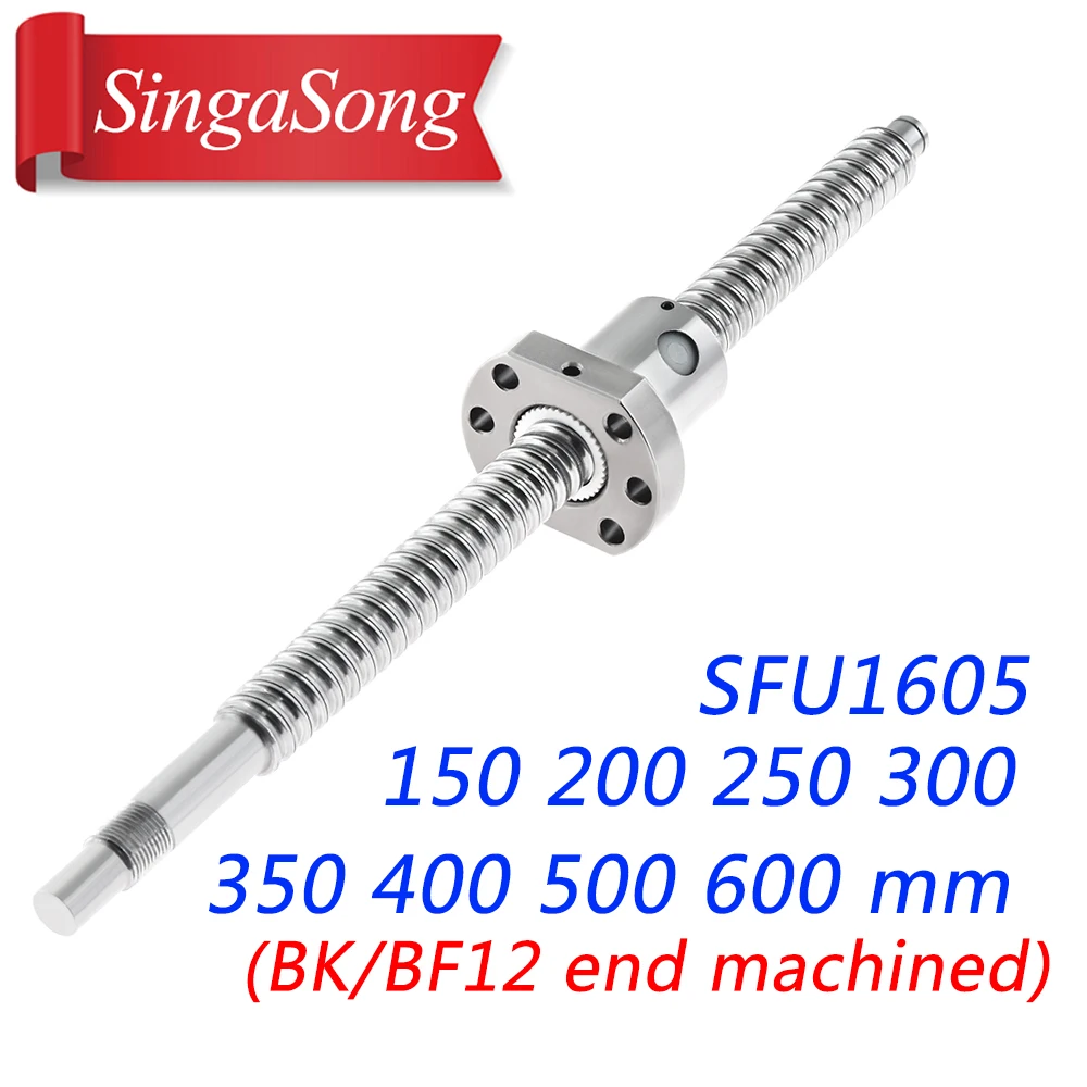 

Ballscrew SFU1605 200 300 350 400 450 500 550 600 650mm Ball Screw C7 1605 flange single Ballnut BK/BF12 RM1605 End Machined CNC