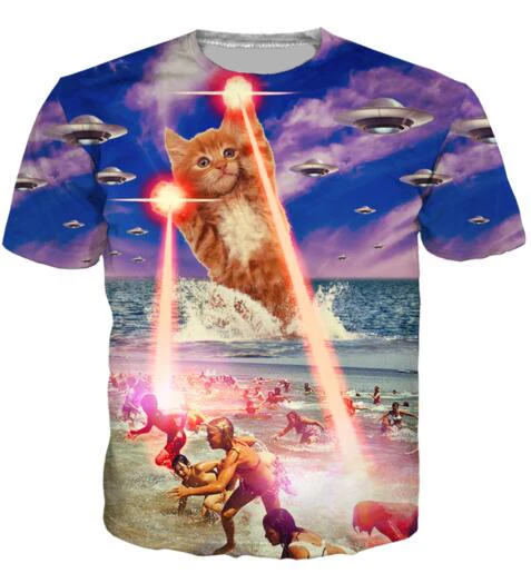 Anak Kucing Makanan Pizza T-Shirt 3D 