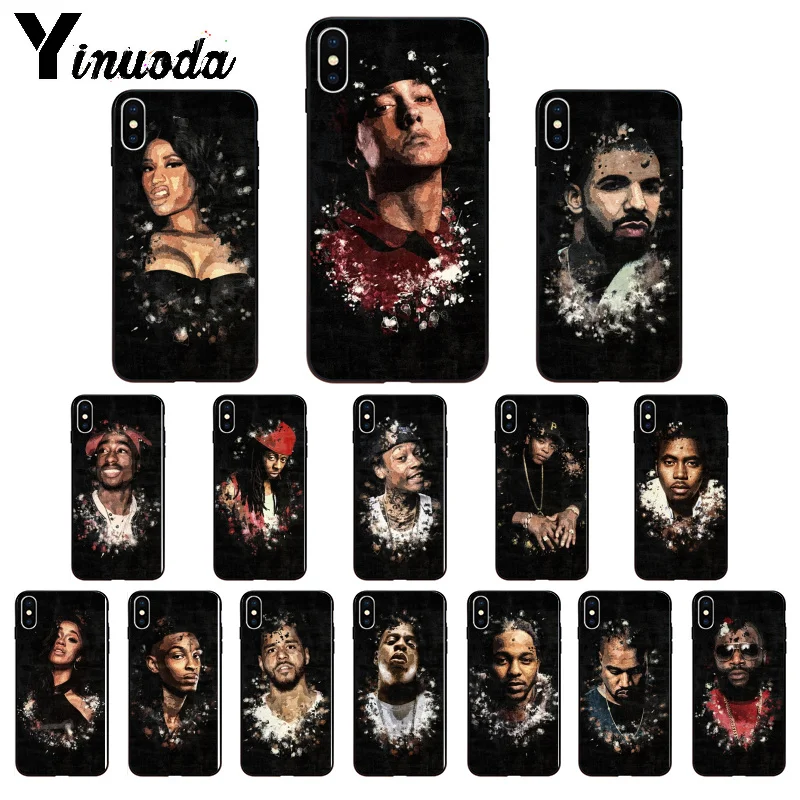 

Yinuoda Rap Superstars Rapper 2Pac Cardi B Nicki Minaj TPU Soft Phone Case for iPhone 8 7 6 6S Plus X XS MAX 5 5S SE XR Cover