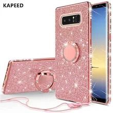 Блестящий чехол с бриллиантами для samsung Galaxy S10 S9 S8 Plus Note 9 8 S10e, Модный чехол с объемным украшением и магнитным кольцом, чехол для телефона, Fundas