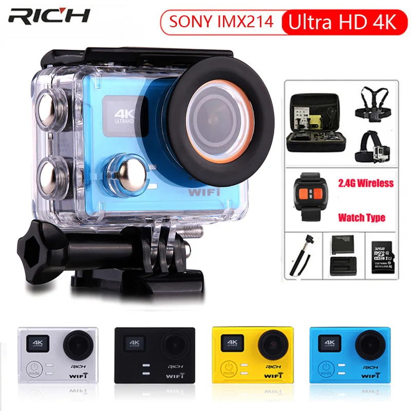 

Action Camera Ultra HD 4K 30FPS 12MP Remote Control WiFi Built-in Gyro 170 degree wide angle lens Waterproof 45M Sport Camera