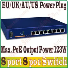 Максимальная poe-выход Мощность 123 W, 8 портов 8 poe 100 Мбит/с переключатель IEEE802.3af PoE костюм для всех видов poe камера или AP