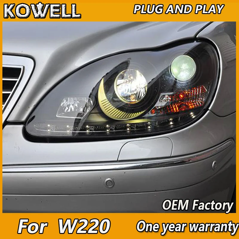 

KOWELL Car Styling for Benz S-Class W220 S280 S320 S500 S600 S350 1999-2005 years Headlights fit 2002-2005 year HID/Xenon models