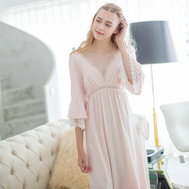 Buy Sexy Nightgown Women's Sleep Cotton Nightwear Pink