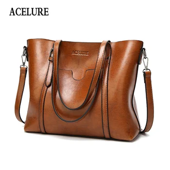 ACELURE Oil Wax Women's Leather Luxury Handbag