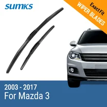SUMKS Wiper Blades for Mazda 3 Side Pin / Hook Arms 2003 2004 2005 2006 2007 2008 2009 2010 2011 2012 2013 2014 2015 2016 2017