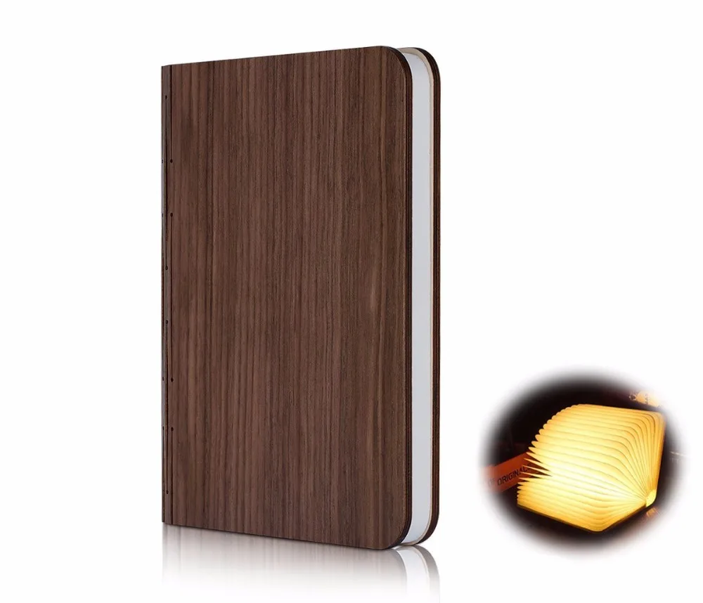 

Aimbinet Woody Decor Foldable Book Style LED Lamp USB Port Rechargeable Cover Home Table Desk Ceiling Decor Lamp