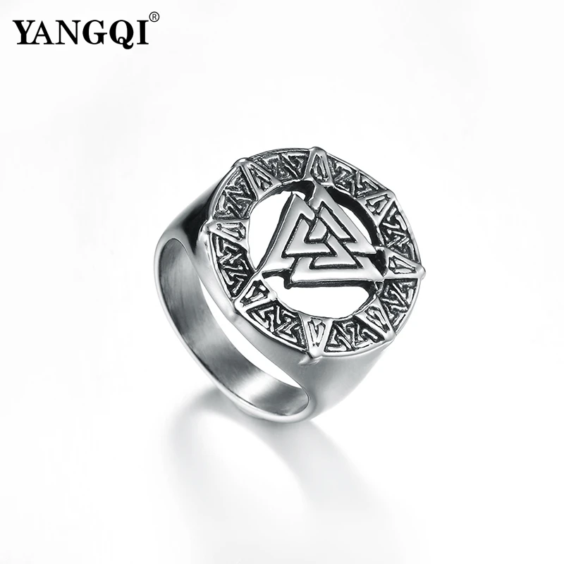 

Valknut Scandinavn Odin Symbol Norse Viking Stainless Steel Ring for Men Vintage Triangle Biker Ring Fashion Jewelry Size 7-13