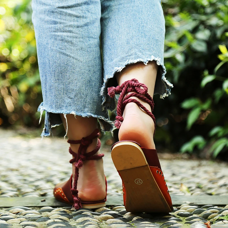 الشقق الأحذية الجلدية مصارع zapatos موهير الصيف الصنادل النساء الكاحل حزام فام sandale 2018 النعال شاطئ الوجه يتخبط