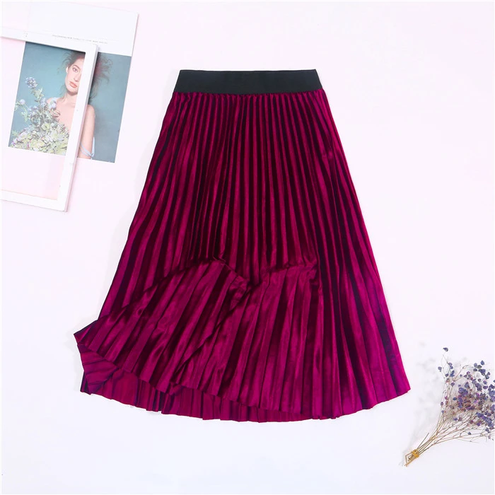 leather skirt Ladies Vintage Autumn Winter Women Velvet Skirt High Waisted Elegant Sexy Skinny Black Pleated Skirts Female Maxi Skirts Womens tartan skirt