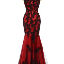 Черные, красные вечерние платья, длинные, с глубоким декольте, с аппликацией, Русалка размера плюс, дешевые вечерние платья для торжественных случаев, Vestidos De Festa Robe De Soiree 92