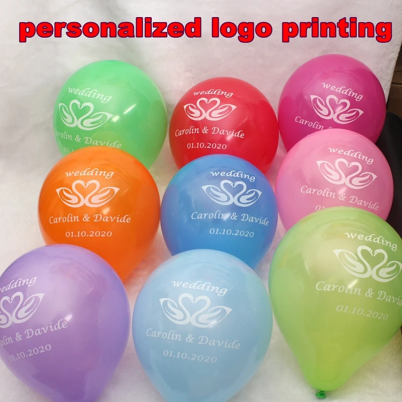 100 Custom Printed 10"  Personalised Latex Balloons logo or text helium quality 
