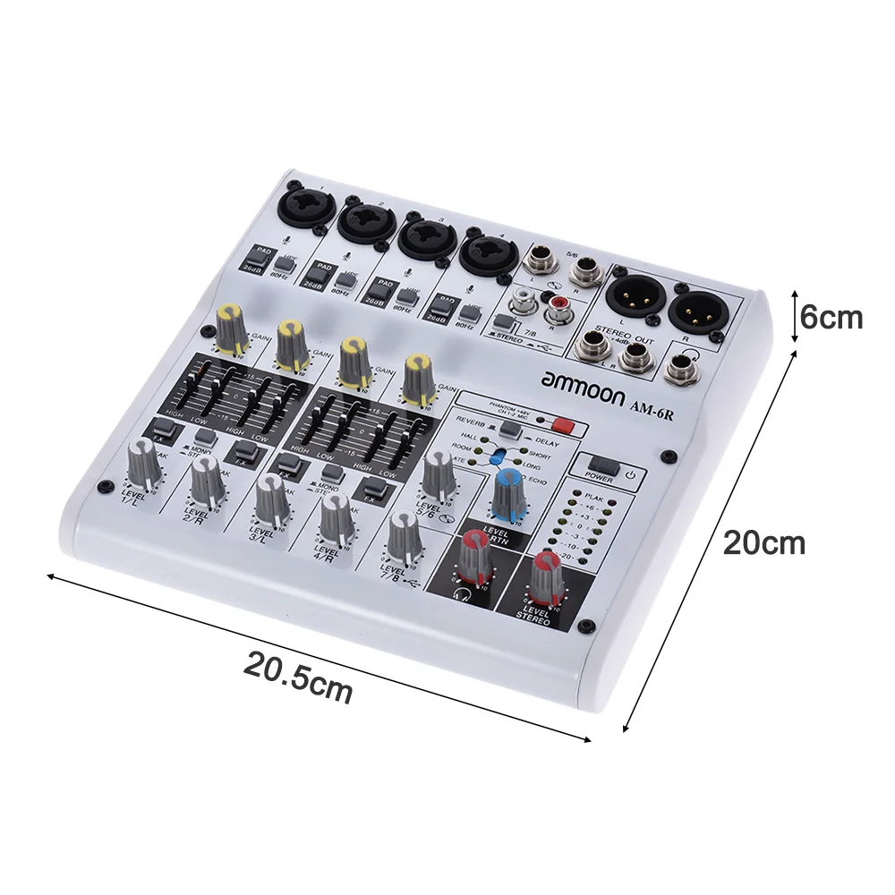 新作通販 8チャンネルミキサー ammoon AM-6R econet.bi