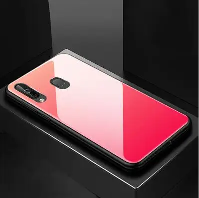 Чехол из закаленного стекла для samsung Galaxy A40S a40s градиентный цвет задняя крышка для samsung Galaxy A40 S Мягкие силиконовые чехлы для телефонов - Цвет: Красный