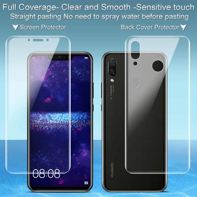 

2PCS Full coverage for Huawei Nova 3 Screen protector and Back cover protector Imak All Standing Hydrogel Film for Huawei Nova3
