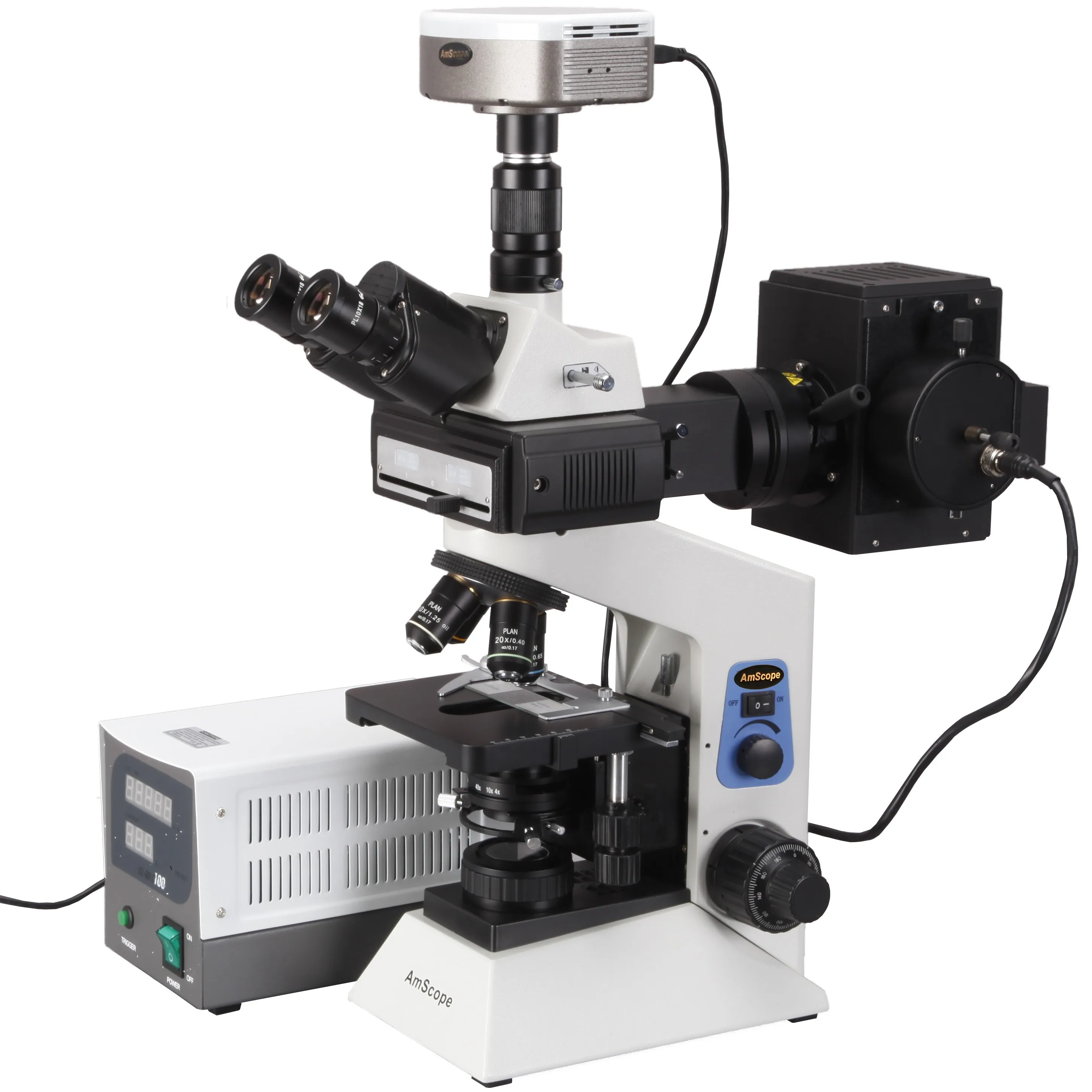 AmScope 100x 2000x Infinity ПЛАН флуоресцентный микроскоп + 1.3MP Fluo Камера FM580TB MF|Микроскопы| |