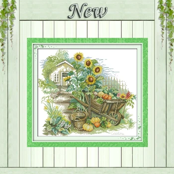 

Little float homeland garden Scenery,Symbol Counted print on canvas DMC 14CT 11CT DIY Cross Stitch Needlework kit Embroidery Set