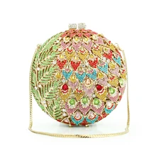 Круглая форма Многоцветный Жесткий cased маленькая сумка-клатч вечерняя клатч камень дамская сумочка(8755A-GR