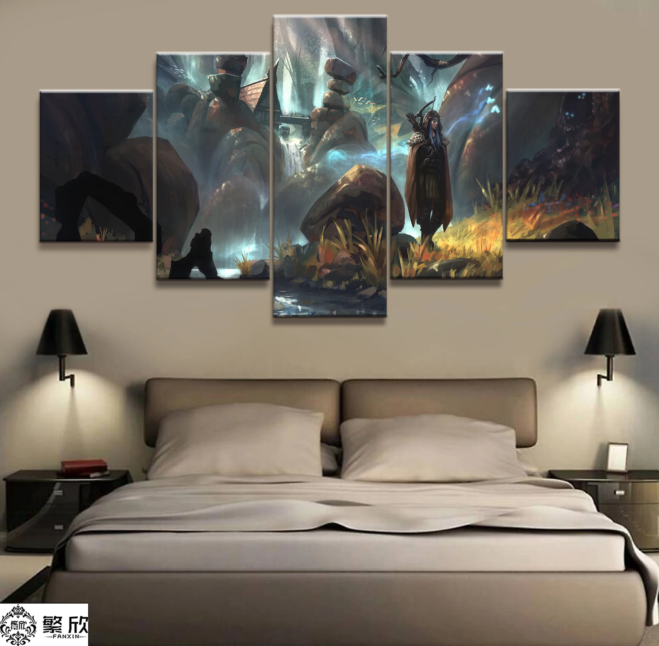 5 Piece Video Game WOW Warcraft DOTA 2 Painting Poster Decorative Mural Art Room Wall Decor Canvas