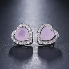 Серьги-гвоздики с розовым сердцем для женщин