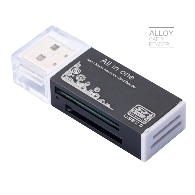 Высокоскоростной USB 2,0 все в 1 мульти-ридер карт памяти SB мобильный SDHC Micro SD к USB 2,0 MMC M2 для компьютера ноутбука - Цвет: Черный