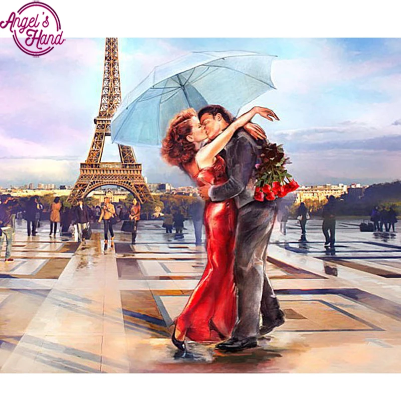 Full Square Diamond 5D DIY Diamond Painting Photo Custom Couple in the rain  3D Embroidery Cross Stitch Mosaic Decor