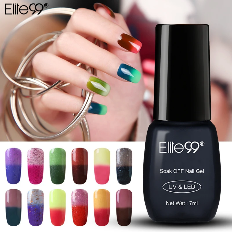 

Elite99 7ml Temperature Color Changeable Nail Gel Varnish Soak Off LED UV Gel Nail Polish Lacquer Enamel Nail Art Tool