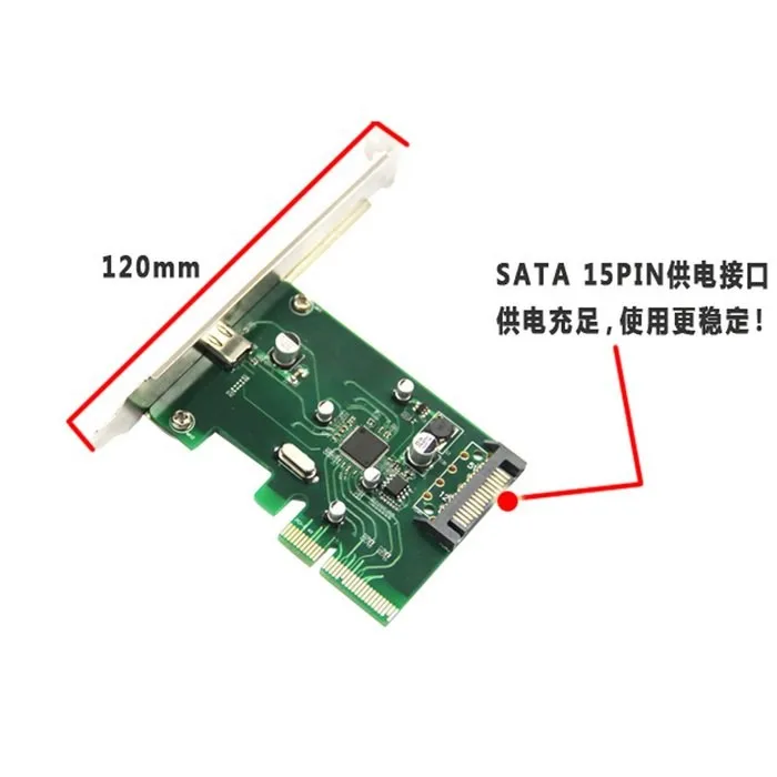 PCI-E 4x Express to USB 3.1 Type C USB-C Single Port Add on Expansion Card Adapter 10 Gbps                      