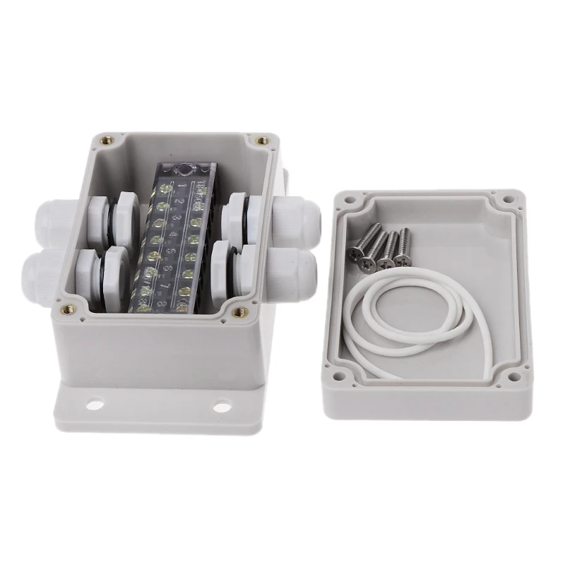 ABS водонепроницаемые распределительные коробки наружное распределительное соединение внутренний короб для мониторинга Электрический забор чехол с кабельными сальниками - Цвет: 1 Inlet 2 Outlet