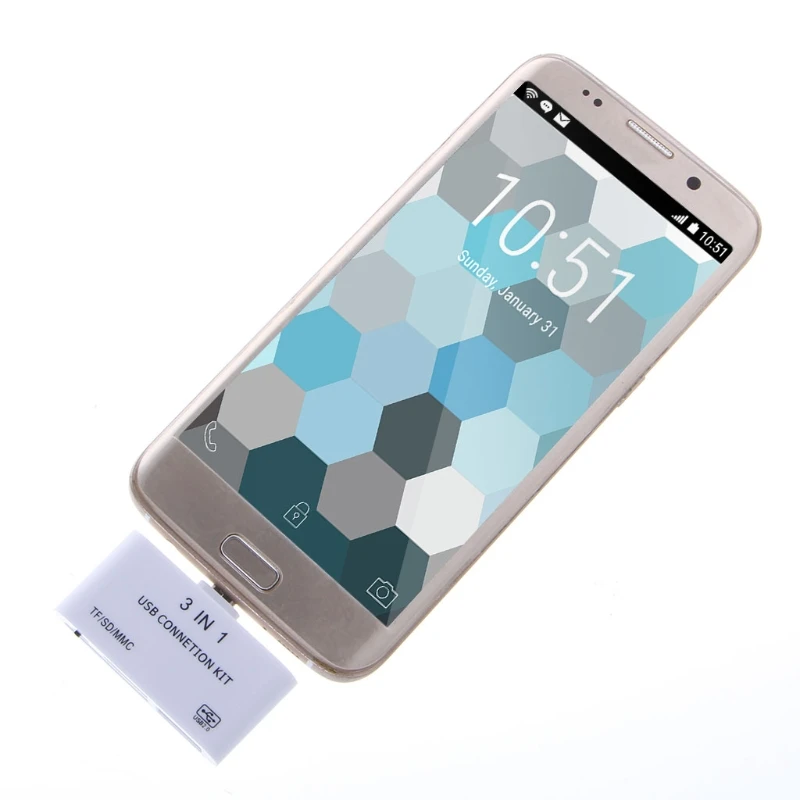 1 шт. белый Card Reader 3 в 1 OTG Micro USB 2,0 SD/TF/MMC Card Reader USB зарядки адаптер для Samsung