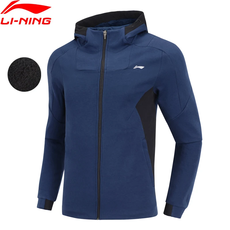 

Li-Ning Men Training Series Hoodie WARM SHELL Regular Fit 100% Cotton Sweater LiNing Comfort Sports Coat AWDN839 COND18