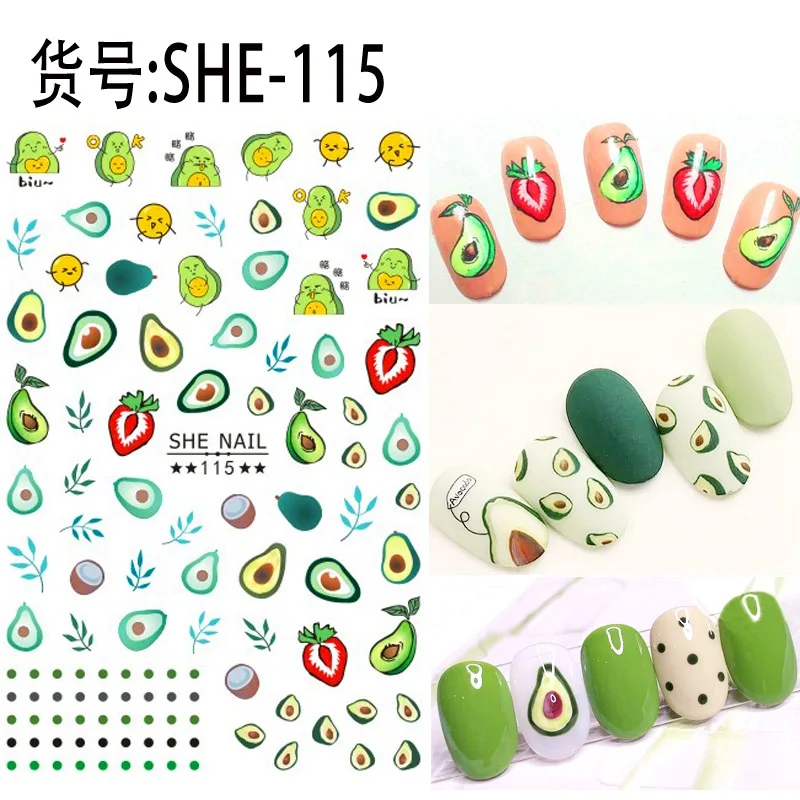 2 sheets adhesive 3d nail sticker foil decals for nails sticker art cartoon design nail art decorations supplies tool - Цвет: 2 Sheets SHE-115