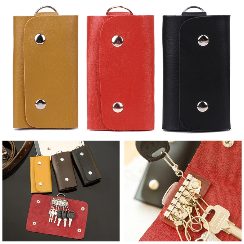 

Car Bag Key Wallets With 6 Key Holder Unisex Leather Design Key Mini Bag 3 Color Key Wallets