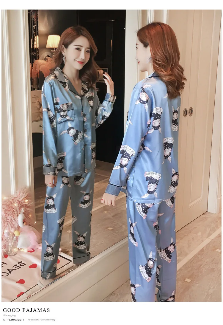 Пижамный комплект большого размера, M-5XL, женская шелковая атласная пижама, пижама с длинным рукавом, Пижамный костюм для сна, комплект для отдыха, Цветочная домашняя одежда