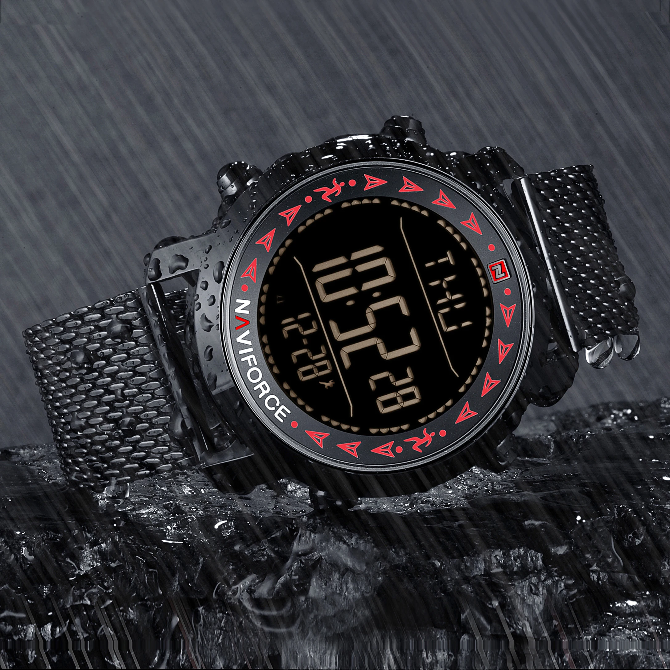 

NAVIFORCE Sports Digital Watch Men Calendar Pedometer Multifunction Waterproof Mens Watches Brand Luxury Steel Strap Clock 2019
