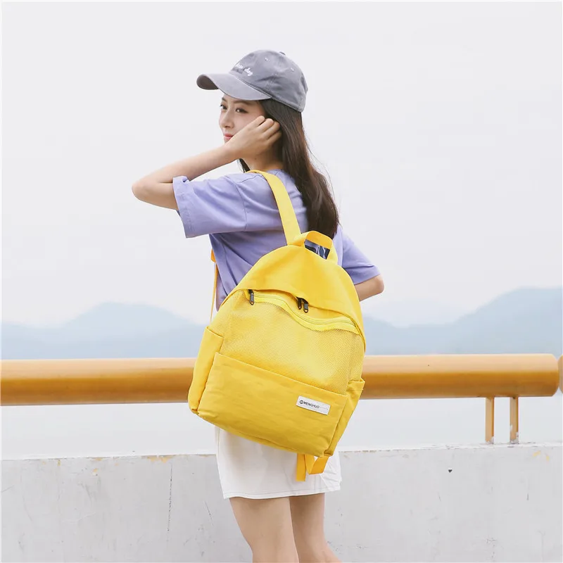 Menghuo Simple Style Net Backpack Women Backpacks for Teenage Girls School Bags Fashion Vintage Solid Leisure Book Bag Mochilas (18)