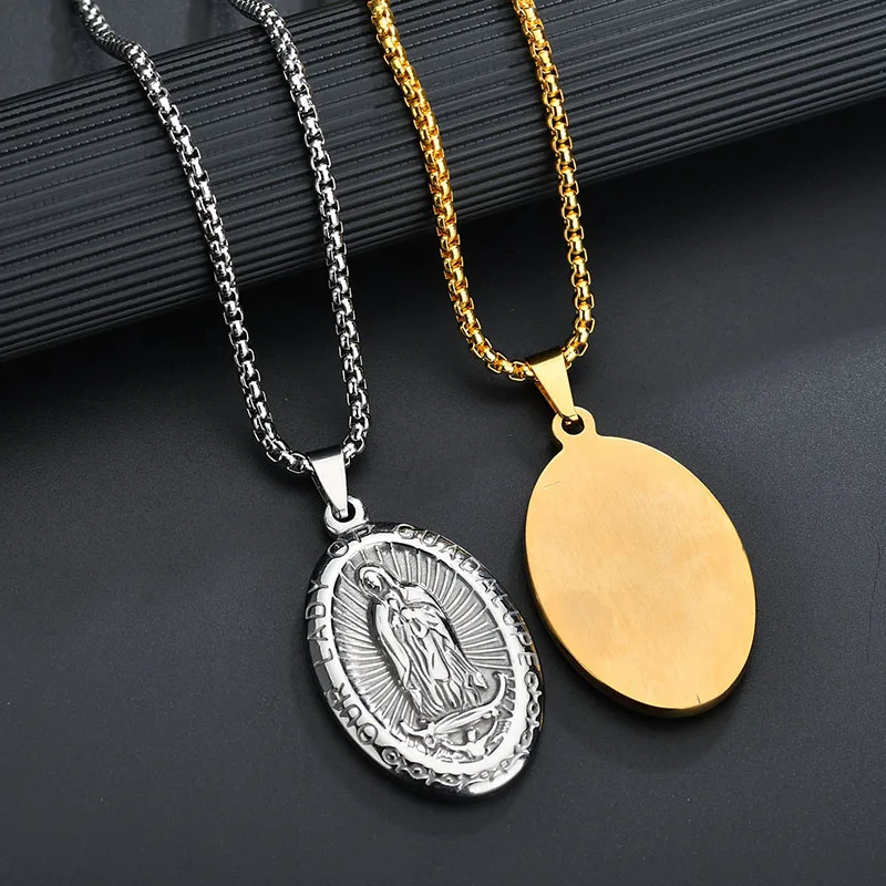 Мужские ожерелья из нержавеющей стали, волшебная медаль Мэри-Марии золотого цвета, модные религиозные украшения