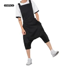 Мужской комбинезон размера плюс, модный мужской комбинезон, повседневные свободные штаны-шаровары в стиле хип-хоп, брюки с заниженным шаговым швом, черный комбинезон А95