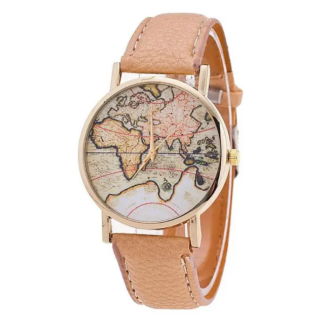 Fashion Women's World Map Leather Watches Fashion Women Wristwatch Casual Luxury Fashion Women's World Map Leather Watches Fashion Women Wristwatch Casual Luxury