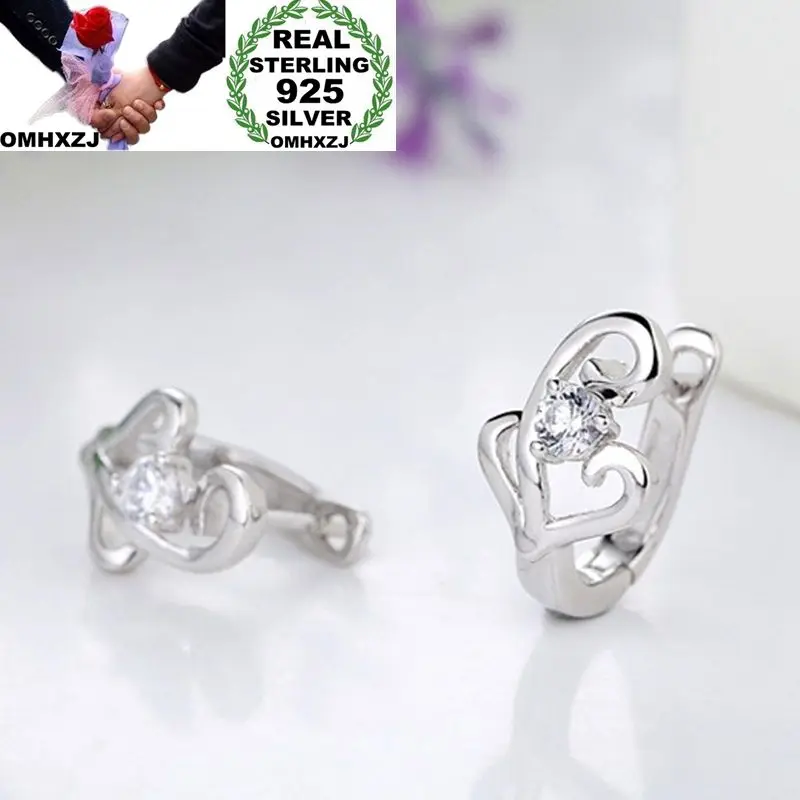 

OMHXZJ Wholesale European Fashion Woman Girl Party Wedding Gift Music AAA Zircon 925 Sterling Silver Hoop Earrings EA429