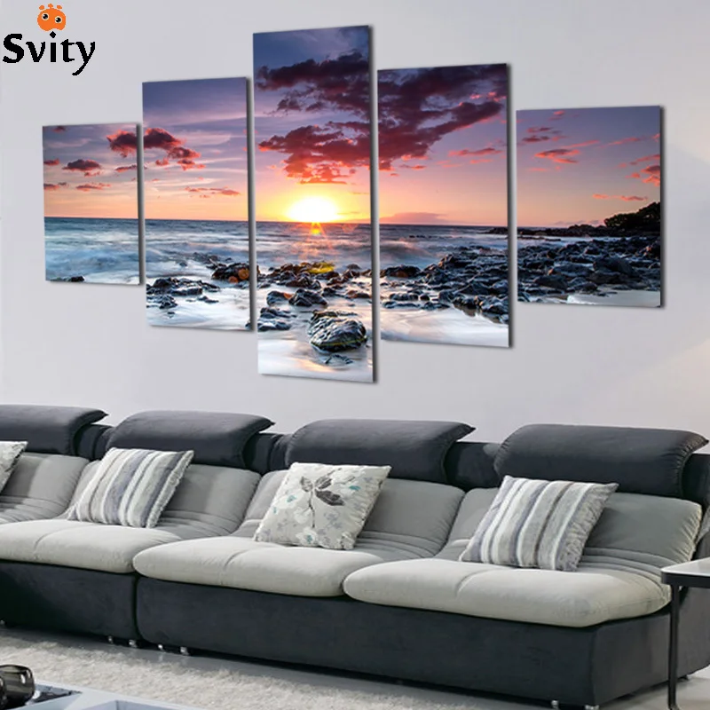 5 шт. Картина на холсте Желтое море и солнце|the paintings|paintings on canvascanvas picture |
