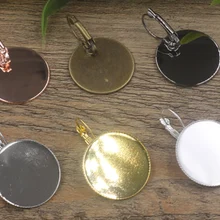 100 шт./лот кабошон 25 мм Камея Античная бронза Ушные крючки, латунь серьги стержня аксессуары, серьги Базовая Настройка