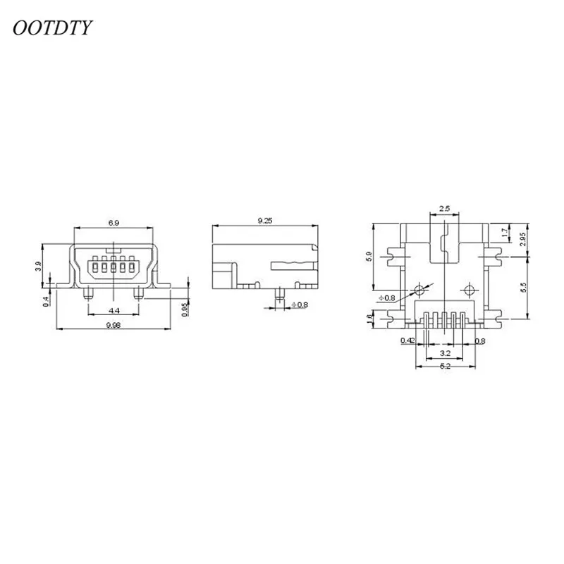 OOTDTY 10 шт. мини USB Type B 5 контактный гнездовой разъем для зарядки мобильный